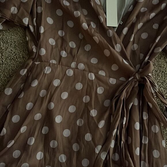 Mustard Seed brown romper with white polka dots - Picture 3 of 4